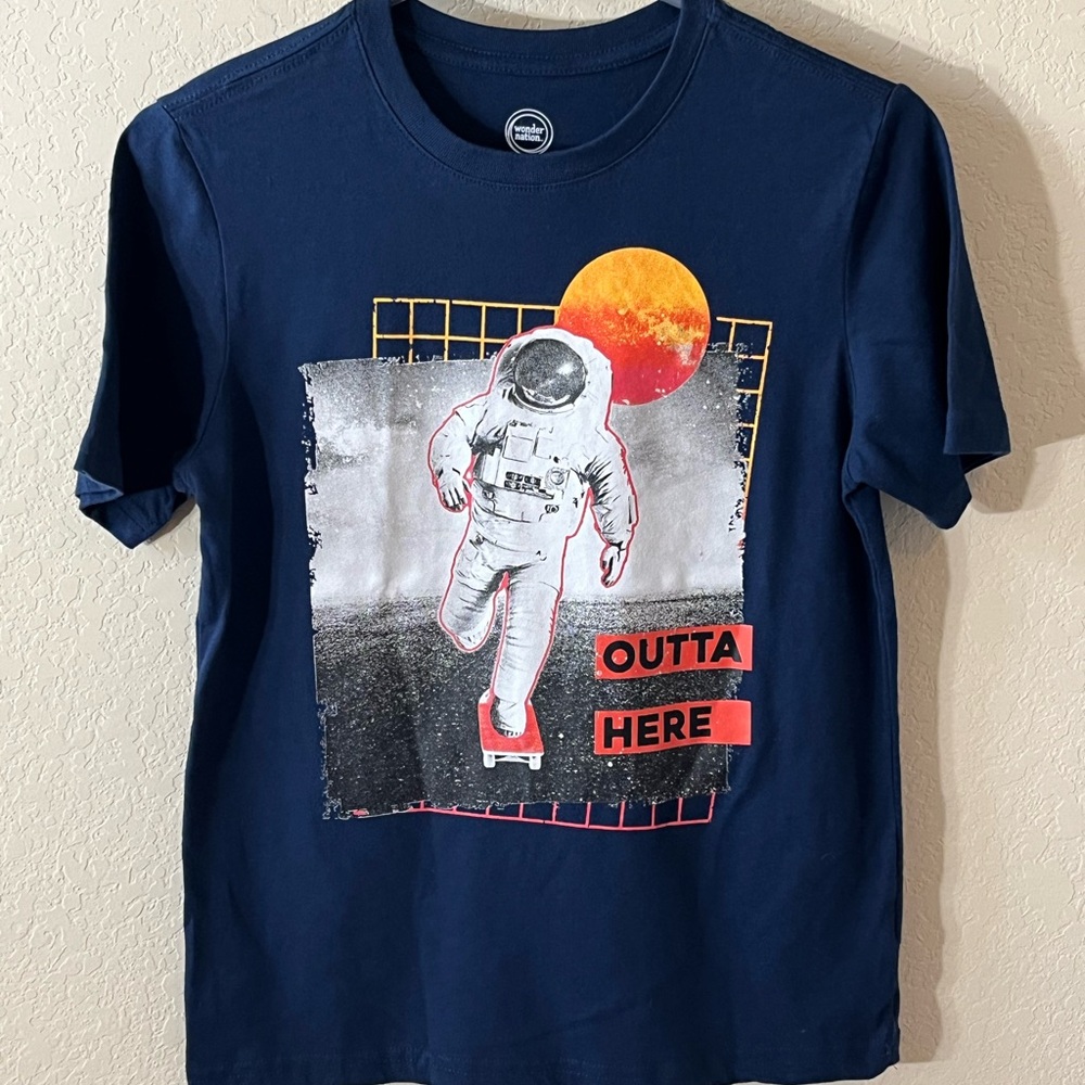 2 Pack Boy Cat & Jack Blue and Gray Short Sleeve Tees - Picture 3 of 6